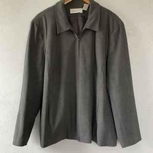 Elisabeth by Liz Clairborne Size 20 Full Zip Notched Collar Blazer Charcoal Gray
